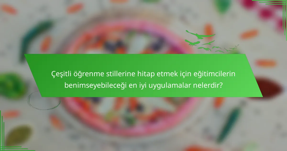 Çeşitli öğrenme stillerine hitap etmek için eğitimcilerin benimseyebileceği en iyi uygulamalar nelerdir?