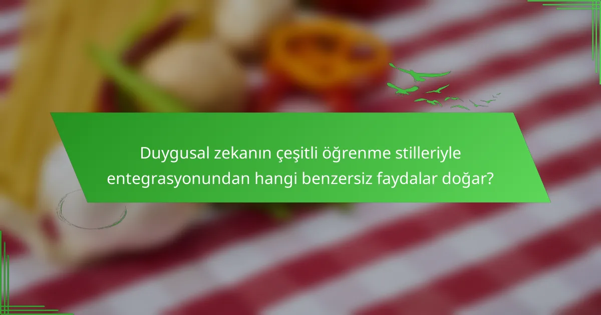 Duygusal zekanın çeşitli öğrenme stilleriyle entegrasyonundan hangi benzersiz faydalar doğar?