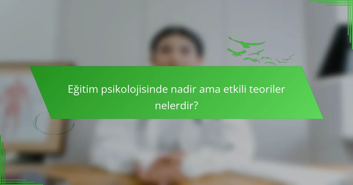 Eğitim psikolojisinde nadir ama etkili teoriler nelerdir?