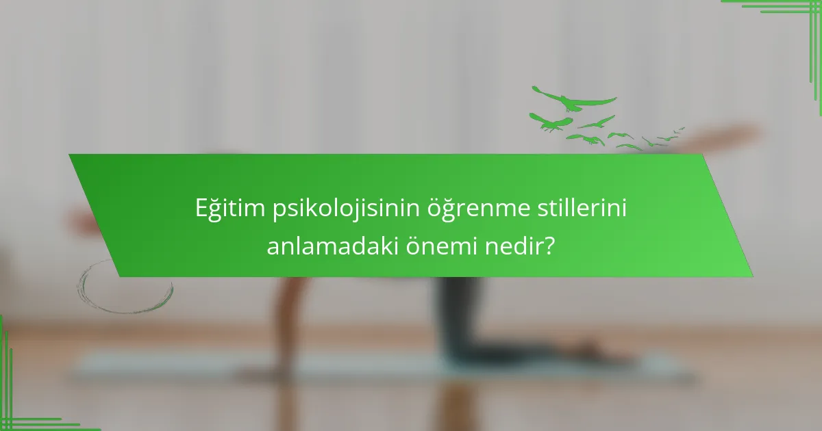 Eğitim psikolojisinin öğrenme stillerini anlamadaki önemi nedir?