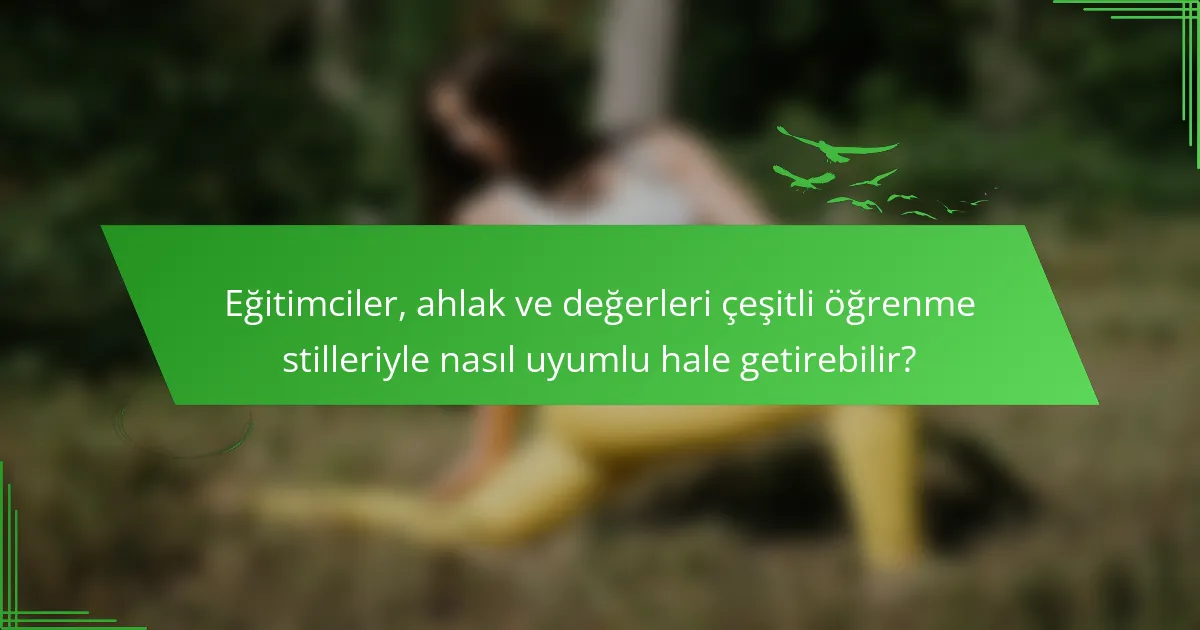 Eğitimciler, ahlak ve değerleri çeşitli öğrenme stilleriyle nasıl uyumlu hale getirebilir?