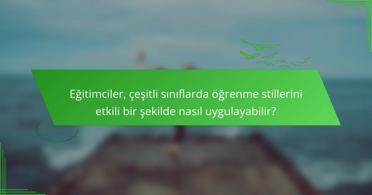Eğitimciler, çeşitli sınıflarda öğrenme stillerini etkili bir şekilde nasıl uygulayabilir?