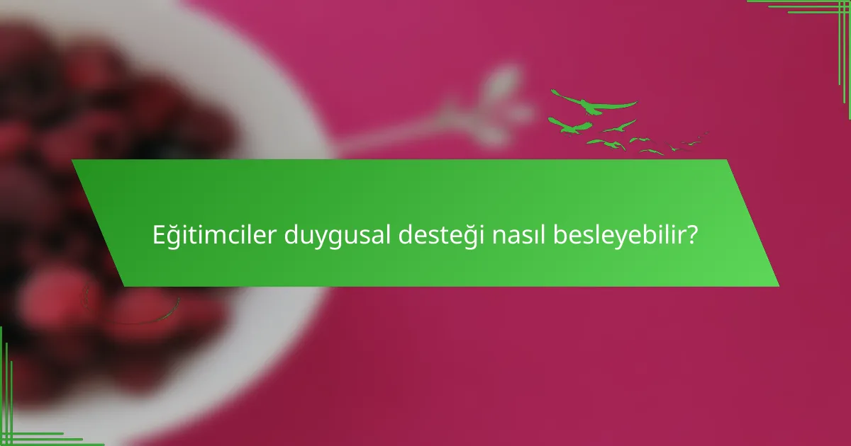 Eğitimciler duygusal desteği nasıl besleyebilir?