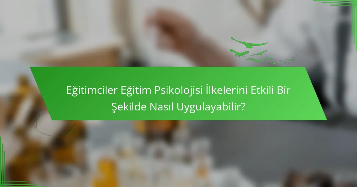 Eğitimciler Eğitim Psikolojisi İlkelerini Etkili Bir Şekilde Nasıl Uygulayabilir?