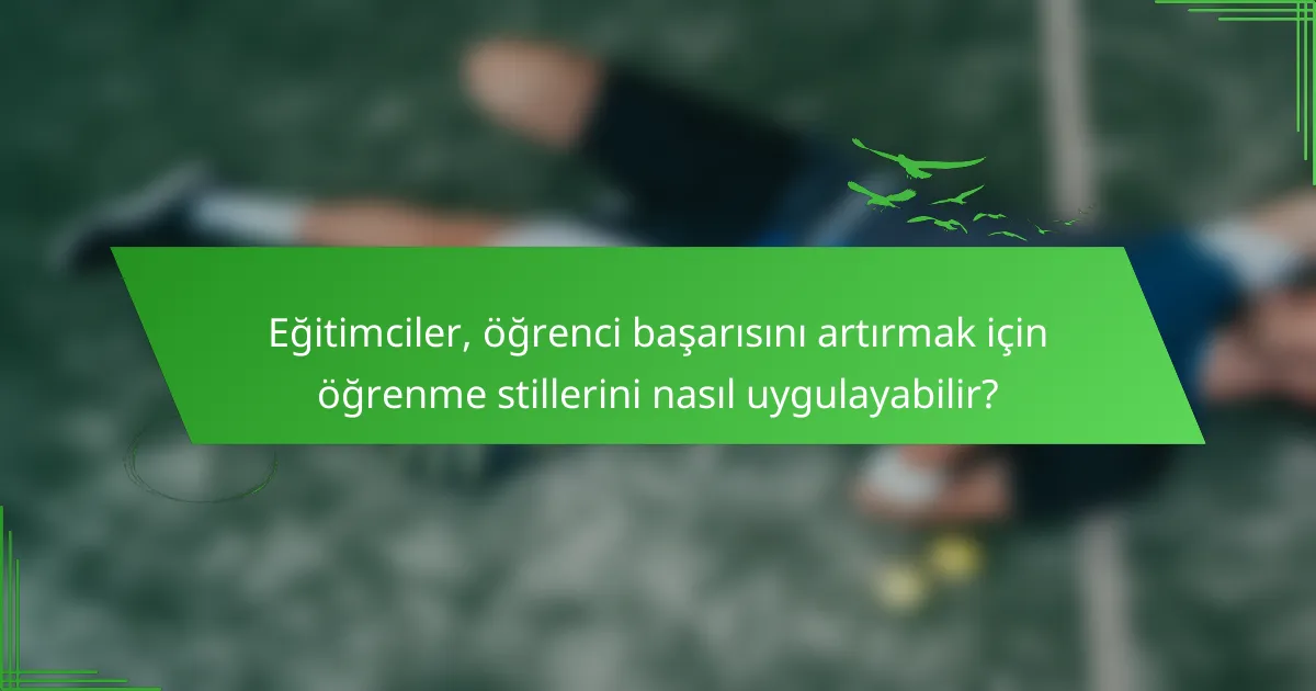 Eğitimciler, öğrenci başarısını artırmak için öğrenme stillerini nasıl uygulayabilir?