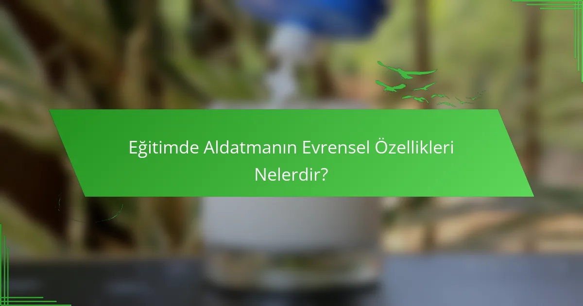 Eğitimde Aldatmanın Evrensel Özellikleri Nelerdir?