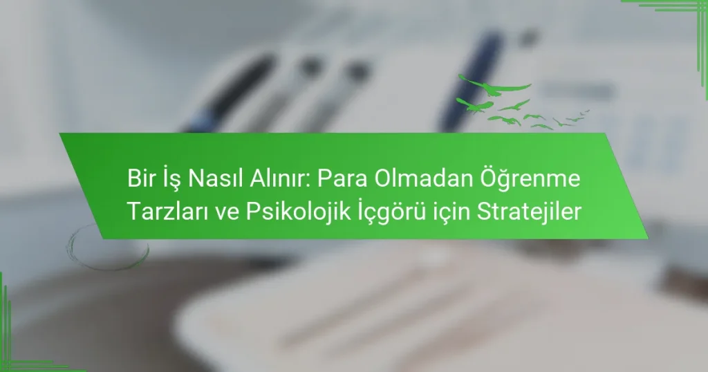 Bir İş Nasıl Alınır: Para Olmadan Öğrenme Tarzları ve Psikolojik İçgörü için Stratejiler