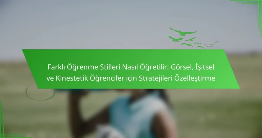 Farklı Öğrenme Stilleri Nasıl Öğretilir: Görsel, İşitsel ve Kinestetik Öğrenciler için Stratejileri Özelleştirme