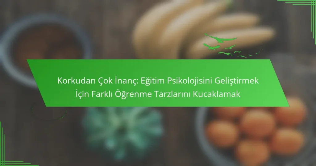 Korkudan Çok İnanç: Eğitim Psikolojisini Geliştirmek İçin Farklı Öğrenme Tarzlarını Kucaklamak