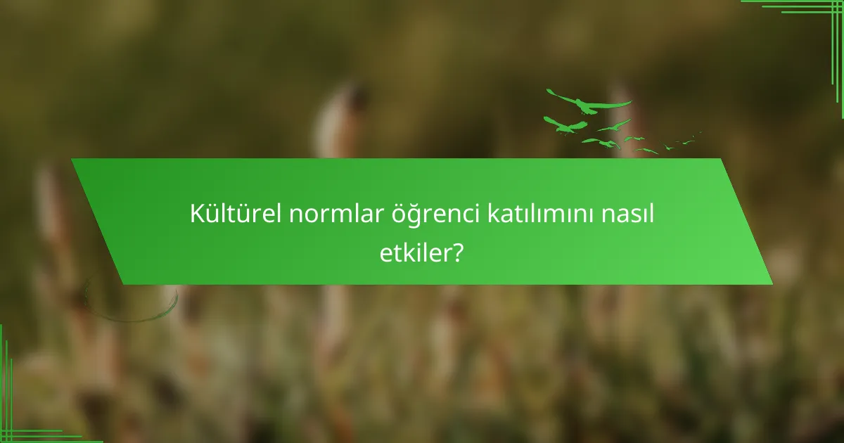 Kültürel normlar öğrenci katılımını nasıl etkiler?