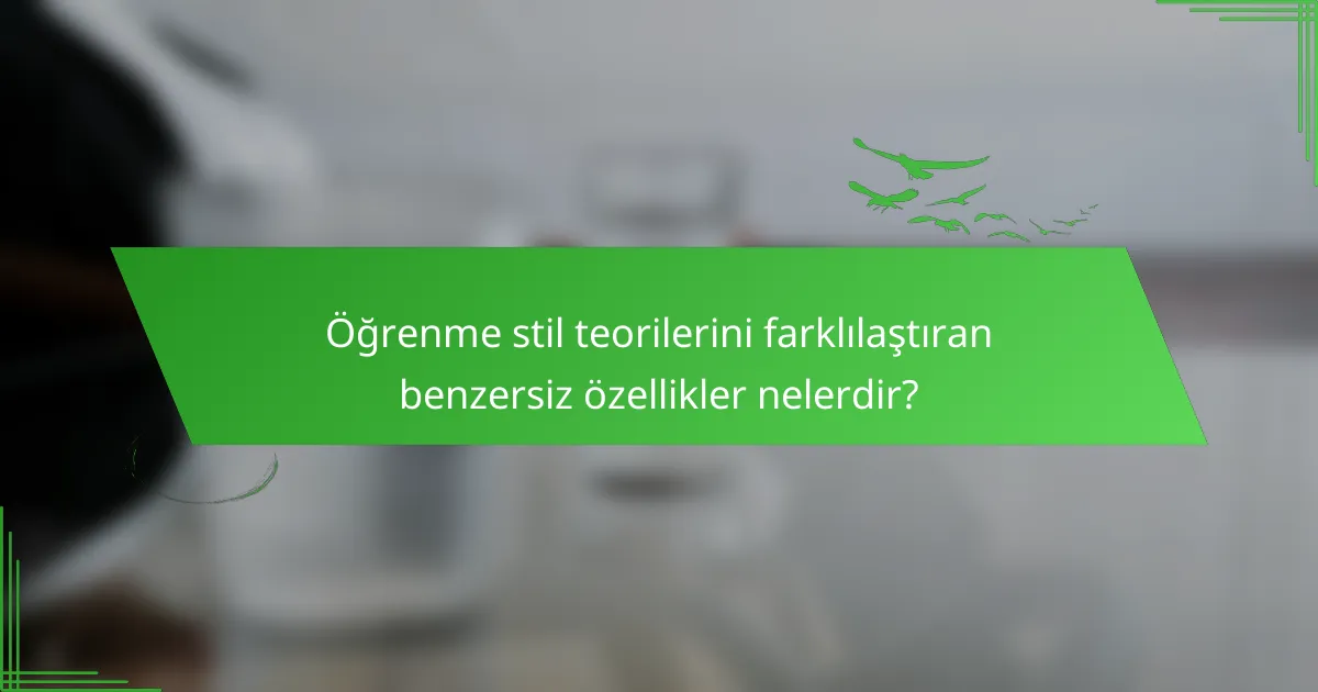 Öğrenme stil teorilerini farklılaştıran benzersiz özellikler nelerdir?
