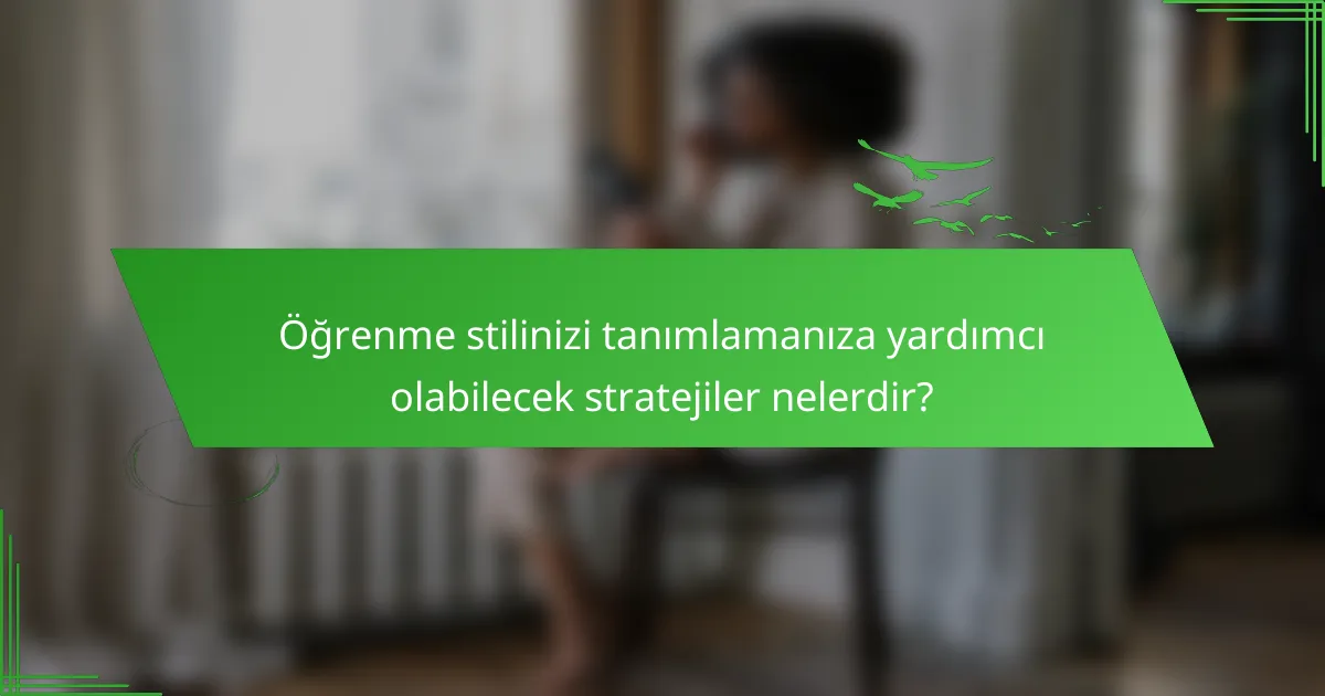 Öğrenme stilinizi tanımlamanıza yardımcı olabilecek stratejiler nelerdir?