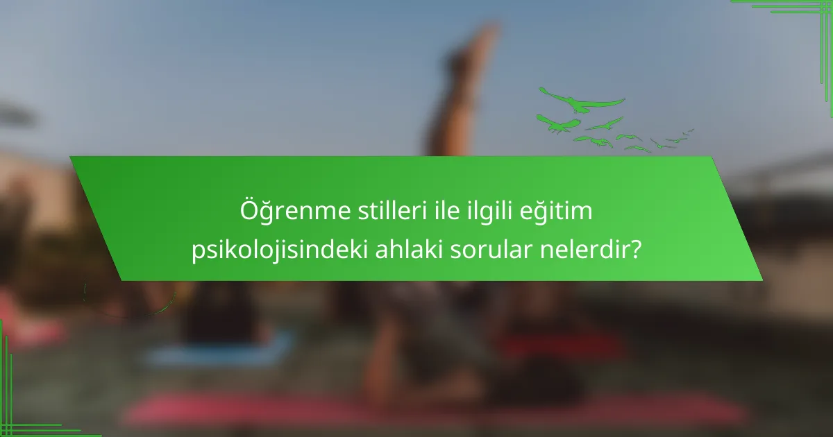 Öğrenme stilleri ile ilgili eğitim psikolojisindeki ahlaki sorular nelerdir?