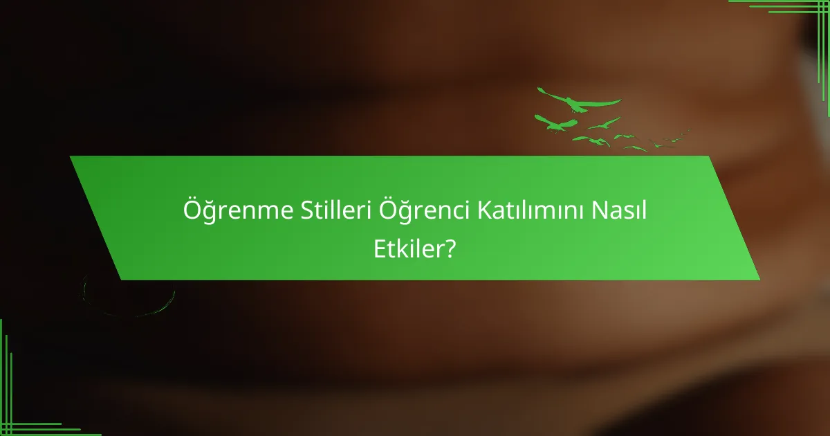 Öğrenme stilleri öğrenci katılımını nasıl etkiler?