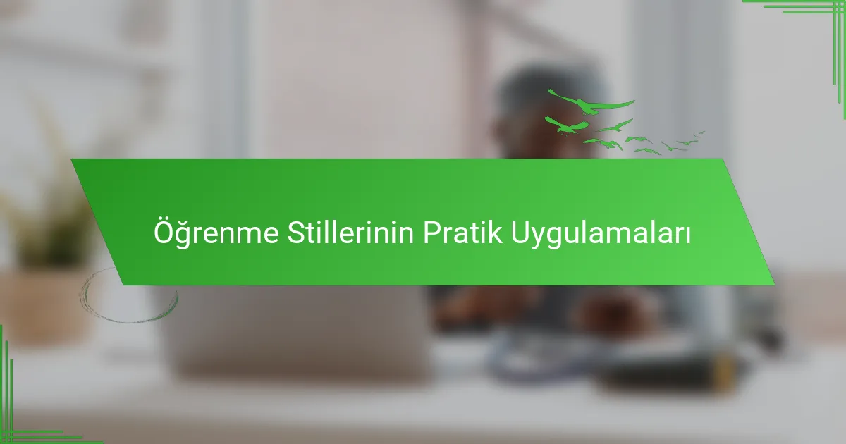 Öğrenme Stillerinin Pratik Uygulamaları