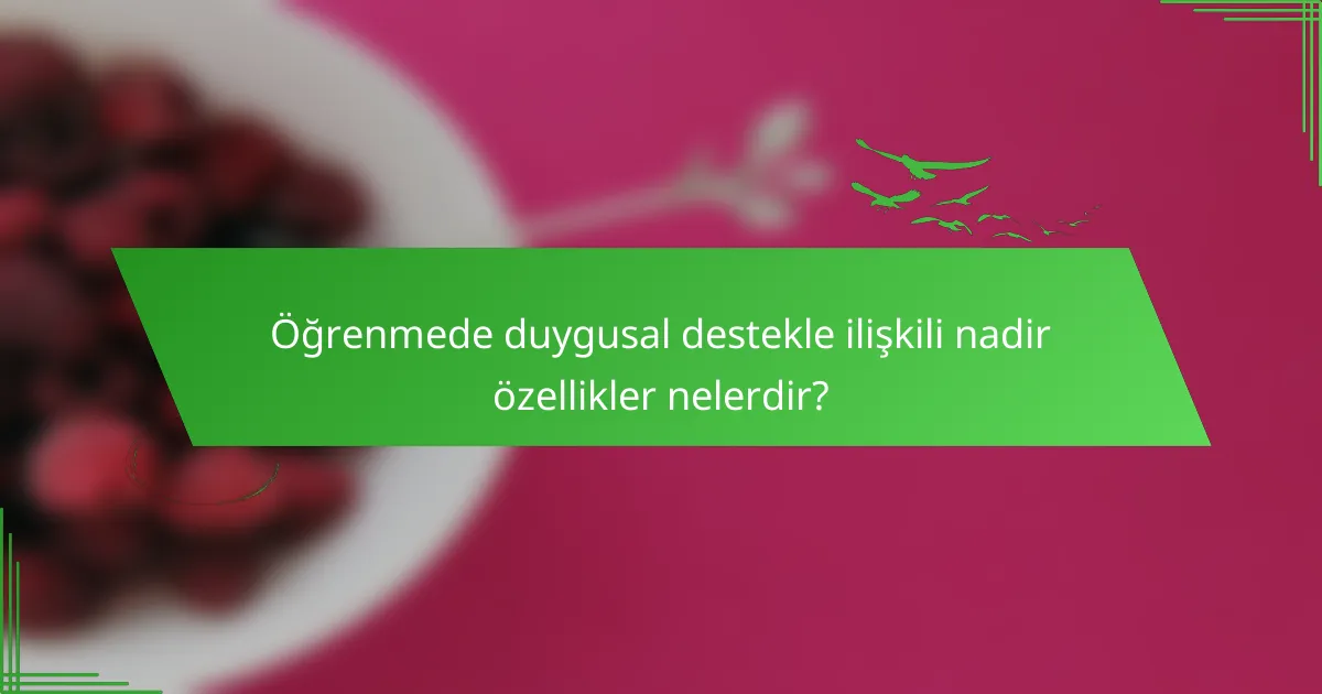 Öğrenmede duygusal destekle ilişkili nadir özellikler nelerdir?