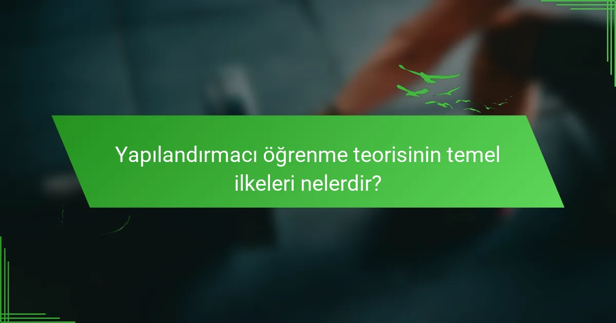 Yapılandırmacı öğrenme teorisinin temel ilkeleri nelerdir?