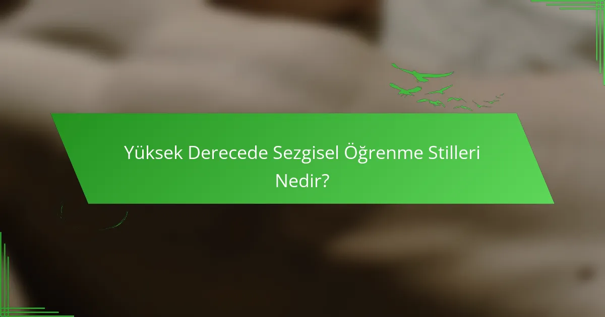 Yüksek Derecede Sezgisel Öğrenme Stilleri Nedir?